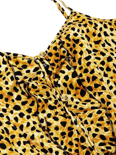 Versace leopard-print ruffled bodysuit - Yellow