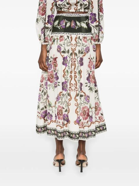 FARM Rio floral-print midi skirt - Neutrals