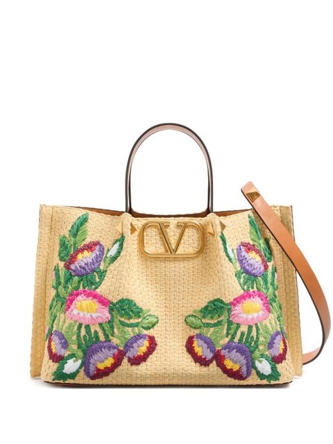 Valentino Garavani medium floral-embroidered tote bag - Neutrals - zdjęcie produktu nr 1