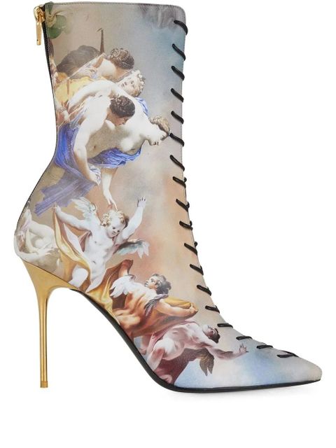 Balmain graphic-print lace-up ankle boots - Neutrals - zdjęcie produktu nr 1