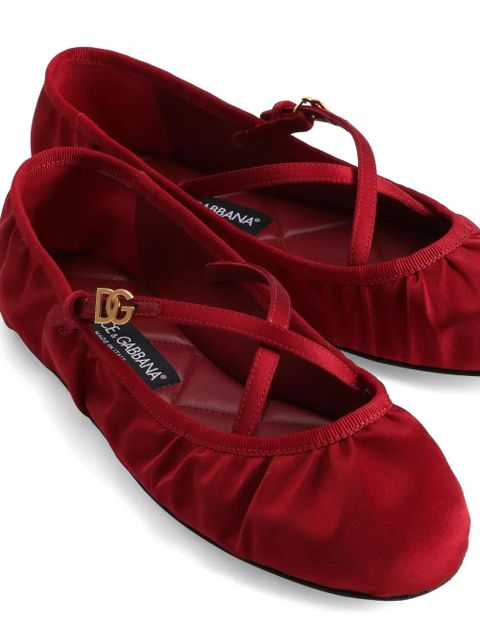 Dolce & Gabbana velvet ballerina shoes - Red