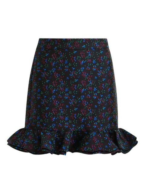 Essentiel Antwerp floral-print ruffled-hem skirt - Black - zdjęcie produktu nr 1