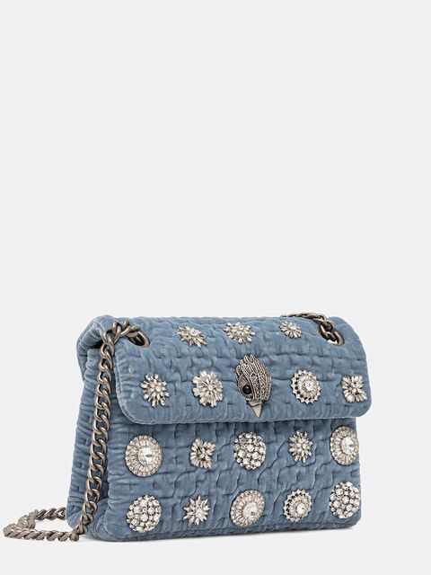 Kurt Geiger London torebka welurowa VELVET MINI KENSINGTON kolor niebieski 5018382789