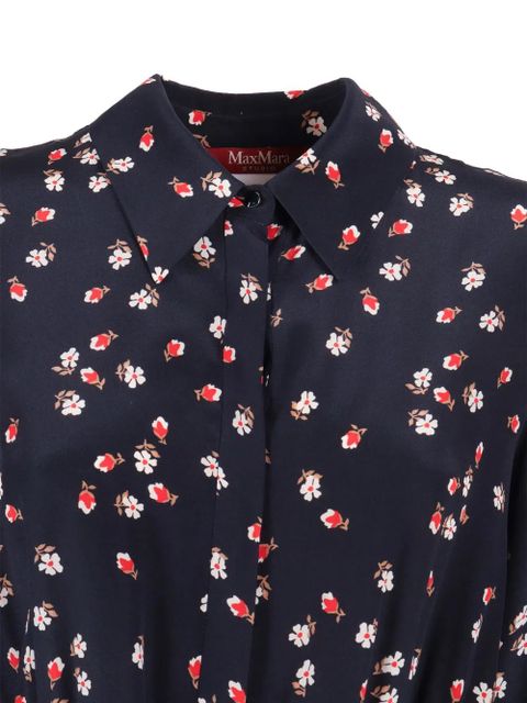 Max Mara floral belted silk dress - Blue