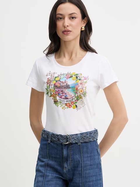 Liu Jo t-shirt damski bawełniany - zdjęcie produktu nr 2
