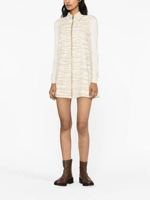 GANNI zebra-print denim minidress - Neutrals - zdjęcie produktu nr 2