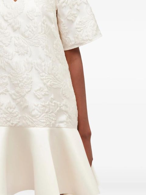 GANNI V-neck mini dress - Neutrals