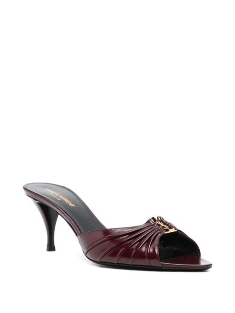 Saint Laurent Babylone gold-tone pleated sandals - Red - zdjęcie produktu nr 2