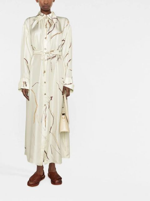 Nanushka abstract-print silk shirt dress - Neutrals - zdjęcie produktu nr 2