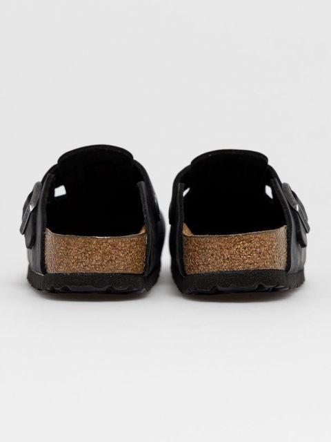 Birkenstock klapki skórzane Boston damskie kolor czarny 59463