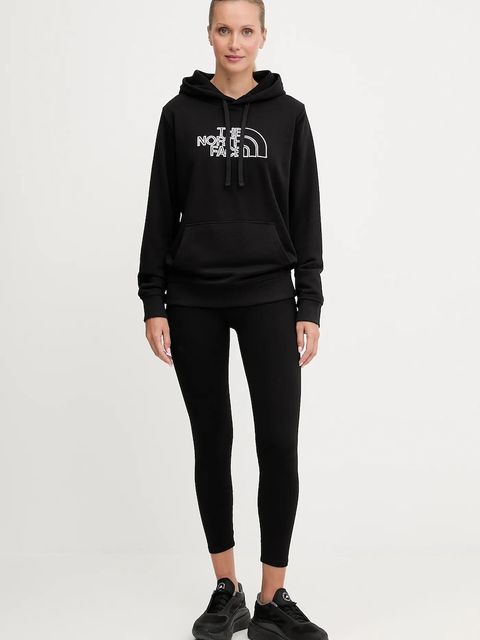 The North Face bluza Drew Peak Light damska kolor czarny z kapturem wzorzysta NF0A8C1DKY41