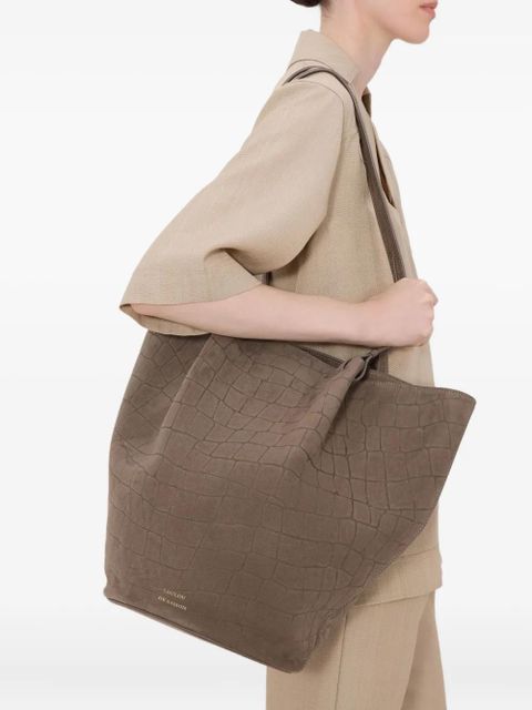 LouLou de Saison Rudy crocodile-effect tote bag - Brown