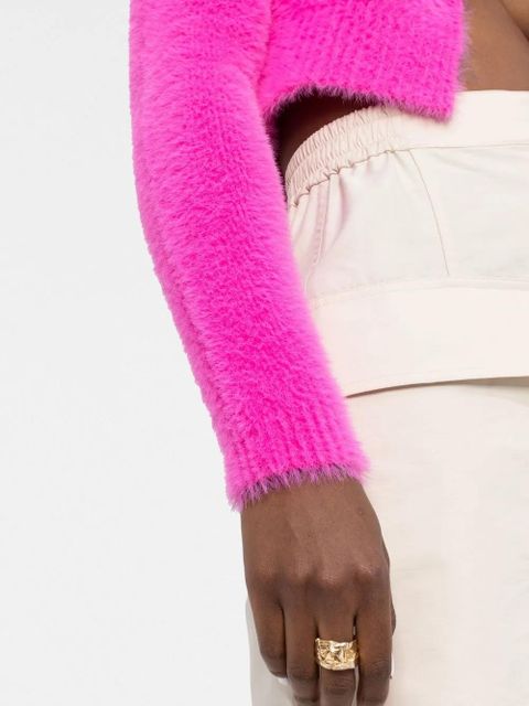 Jacquemus La Maille logo-charm cropped cardigan - Pink
