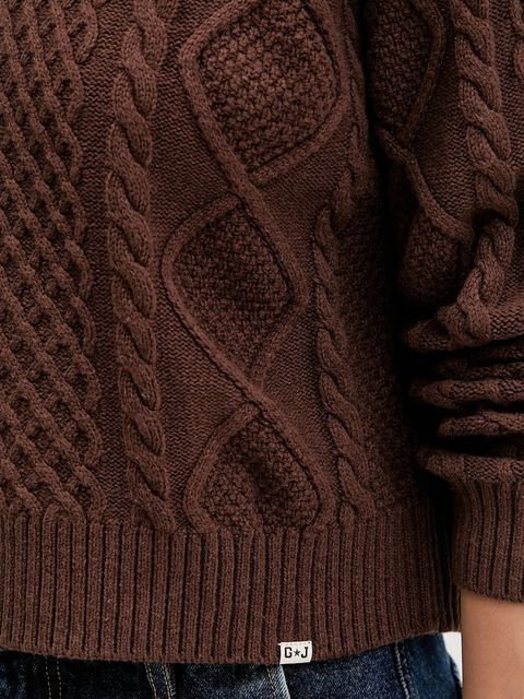 Guess Jeans sweter z dodatkiem wełny damski kolor brązowy lekki W5BR09 Z0561