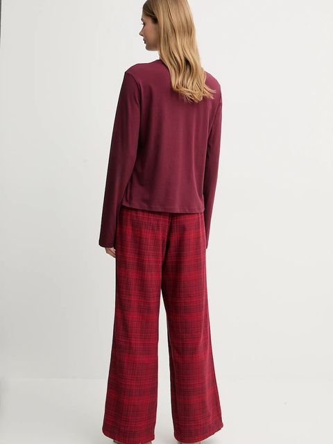 Calvin Klein Underwear piżama bawełniana damska kolor bordowy bawełniana LV00QS7579