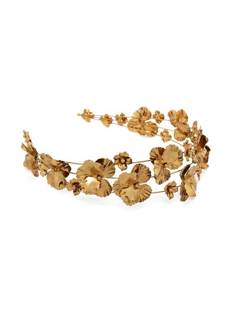 Jennifer Behr Sariyah floral-detail headband - Gold - zdjęcie produktu nr 2
