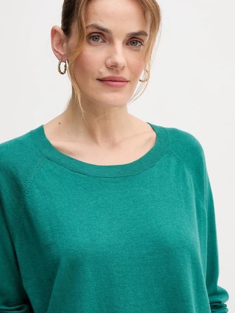 United Colors of Benetton sweter z dodatkiem wełny damski kolor zielony lekki 1Y6SD10EG