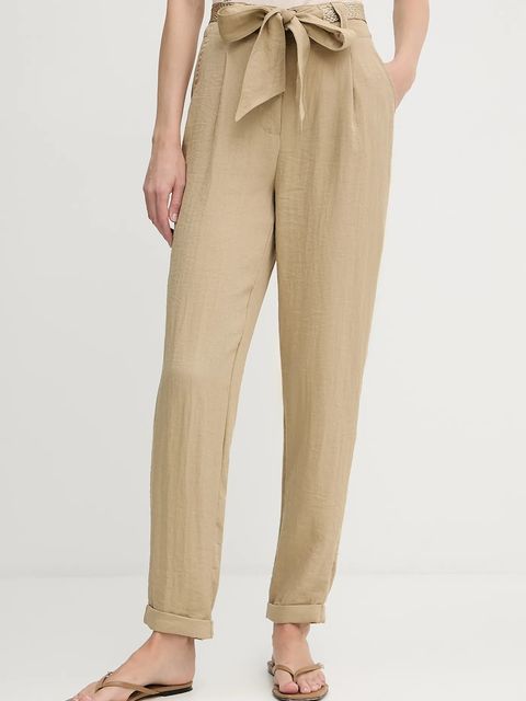 Morgan spodnie damskie kolor beżowy proste high waist PAVIK - zdjęcie produktu nr 1