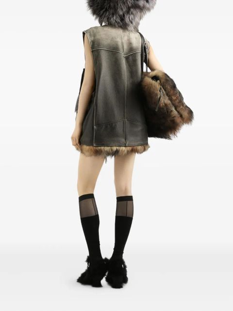 Dolce & Gabbana V-neck leather vest - Brown