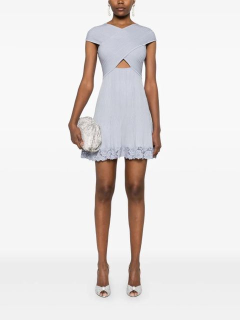 Self-Portrait lace-hem mini dress - Blue