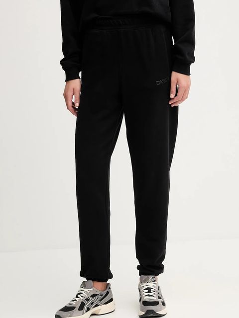 Dkny spodnie dresowe bawełniane damskie kolor czarny gładkie DP5P3707 - zdjęcie produktu nr 1