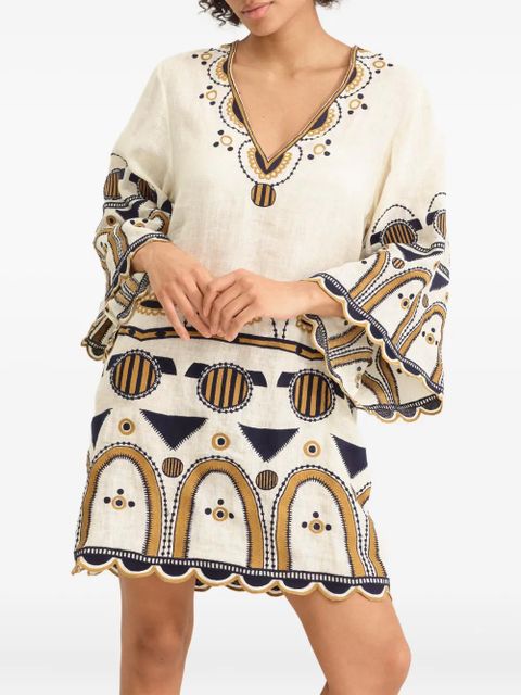 ERES Medaillon embroidered midi dress - Neutrals