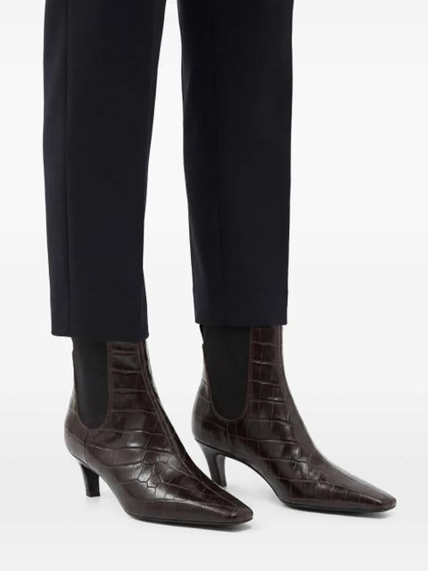 TOTEME croco-embossed mid-heel boots - Brown