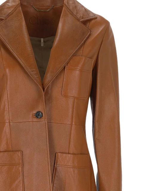 Chloé patch-pocket leather jacket - Brown - zdjęcie produktu nr 2