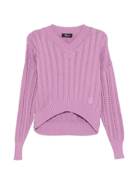 Blumarine V-neck openwork sweater - Purple - zdjęcie produktu nr 1