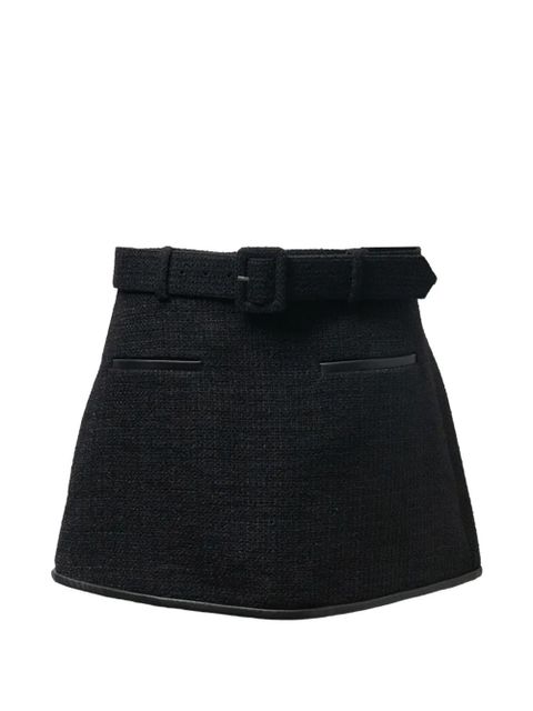 Self-Portrait boucle belted mini skirt - Black - zdjęcie produktu nr 2