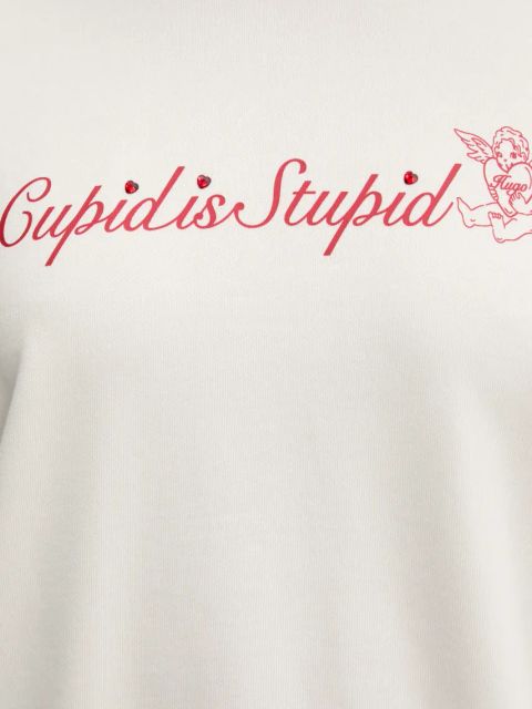 HUGO Blue bluza bawełniana damska kolor beżowy z nadrukiem 50533960