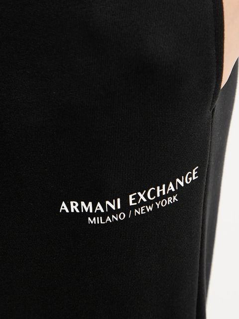 Armani Exchange spodnie dresowe bawełniane damskie kolor czarny gładkie XW001454 AF10830