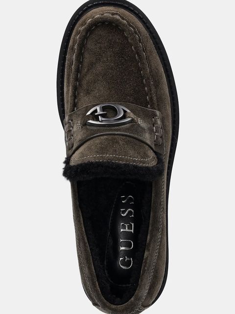 Guess mokasyny zamszowe YANIKAY damskie kolor zielony na platformie FLFYKY SUE14