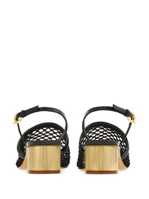 Ferragamo 40mm mesh leather slingbacks - Black