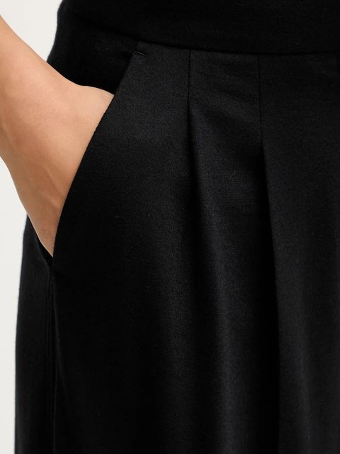 BOSS spodnie wełniane damskie kolor czarny szerokie high waist 50550804