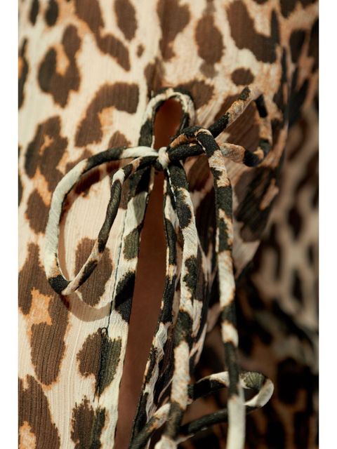 GANNI animal-print long-sleeve blouse - Neutrals