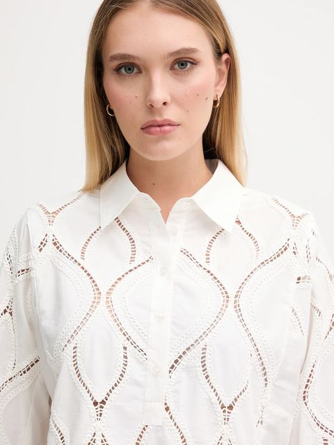 Mos Mosh bluzka bawełniana NOLIN damska kolor biały gładka 174010