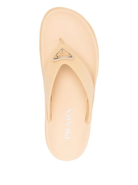 Prada triangle-logo thong flip flops - Neutrals