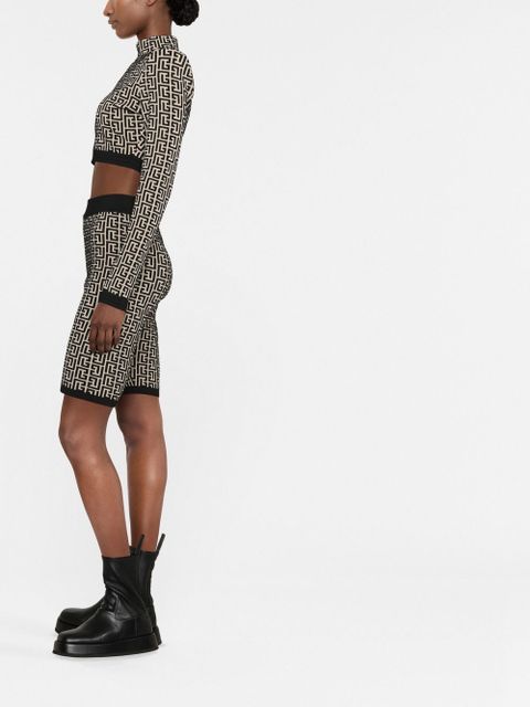 Balmain monogram-print knitted shorts - Neutrals - zdjęcie produktu nr 2