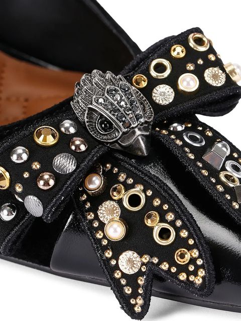Kurt Geiger London szpilki zamszowe Belgravia Stud Bow kolor czarny 4710905309