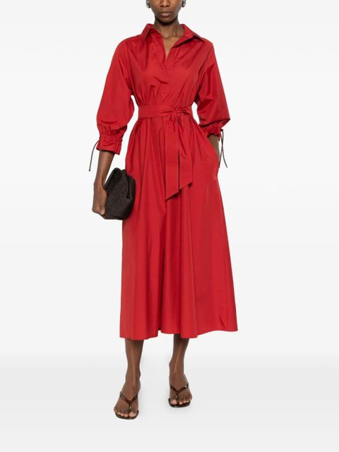 Max Mara tie-detail V-neck midi dress - Red - zdjęcie produktu nr 2