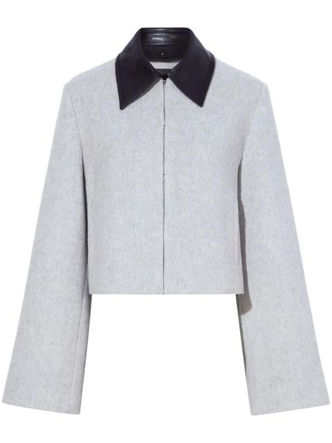 Proenza Schouler Bridget leather-collar cropped jacket - Grey - zdjęcie produktu nr 1