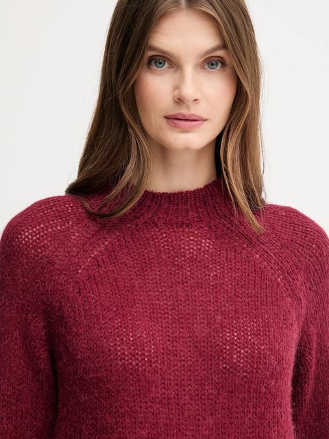 Joop! sweter z dodatkiem wełny damski kolor bordowy z półgolfem 30048450 - zdjęcie produktu nr 2