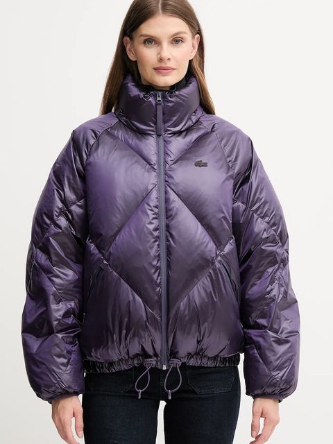 Lacoste kurtka puchowa kolor fioletowy zimowa oversize BF5326