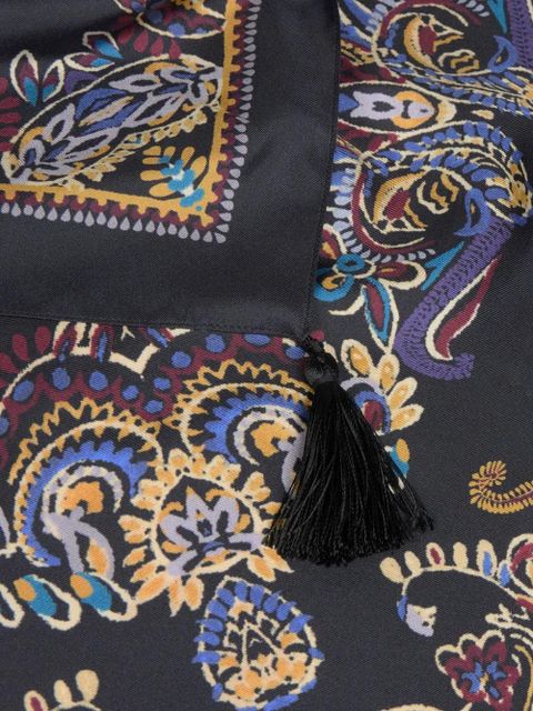ETRO tassels paisley-print silk scarf - Black