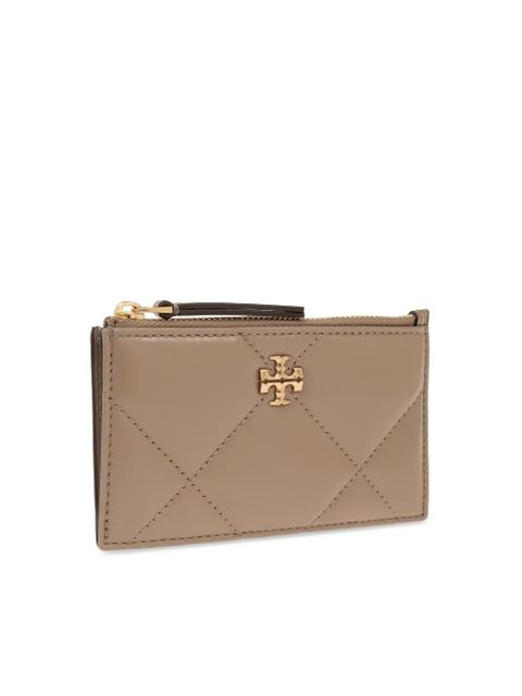 Tory Burch Kira diamond-quilted zipped card holder - Neutrals