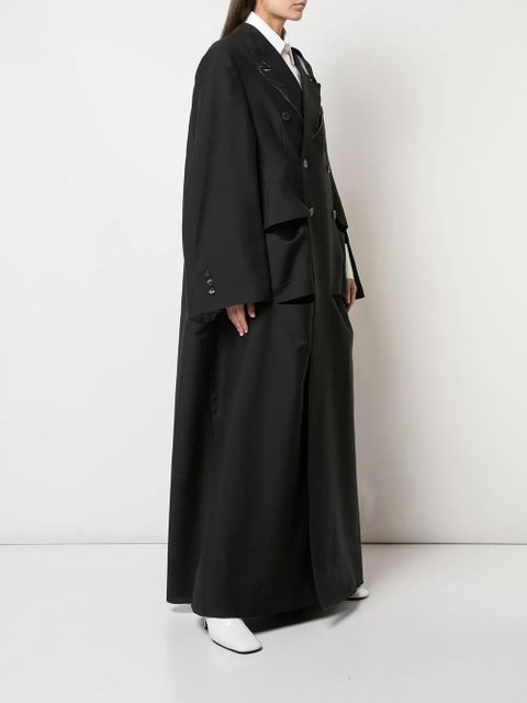 Maison Margiela deconstructed double-breasted raw coat - Black