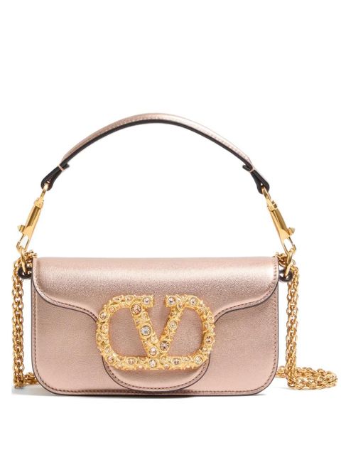 Valentino Garavani Valentino Garavani Locò small shoulder bag in laminated calfskin with jewel logo - Pink - zdjęcie produktu nr 1