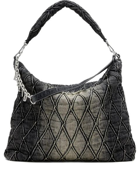 Diesel Charm-D quilted chain-embellished shoulder bag - Black - zdjęcie produktu nr 1
