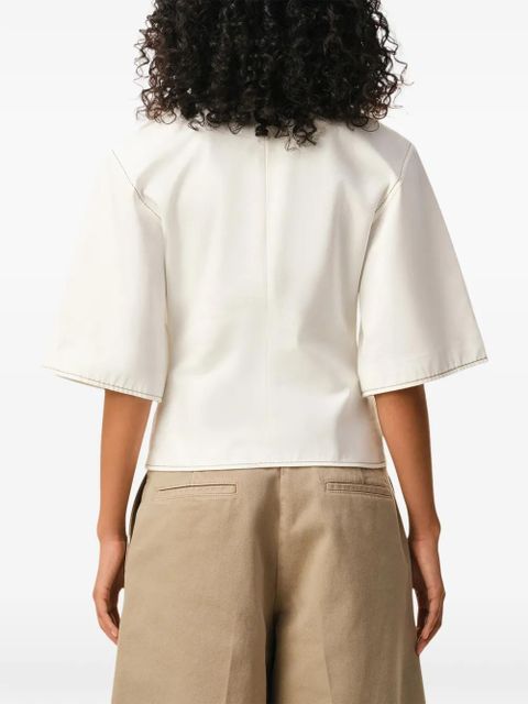 AMI Paris short-sleeve topstitches top - Neutrals